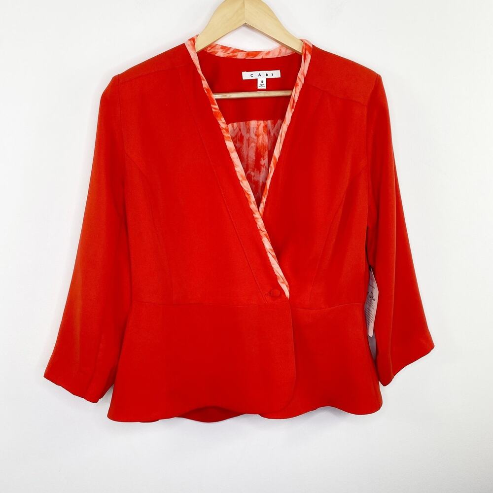 CAbi Womens Orange Red Jane Blazer Jacket Size 4 NWT Career Office